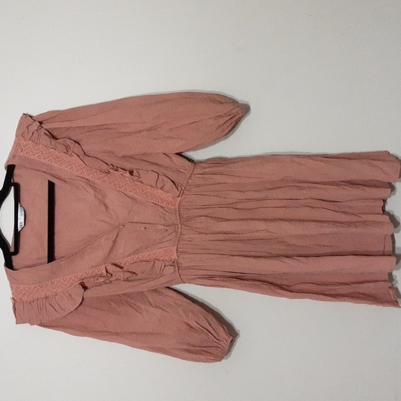 Zara women mini dress puff sleeve embroidery M lagenlook y2k Rodeo Festival Pink - Picture 2 of 11